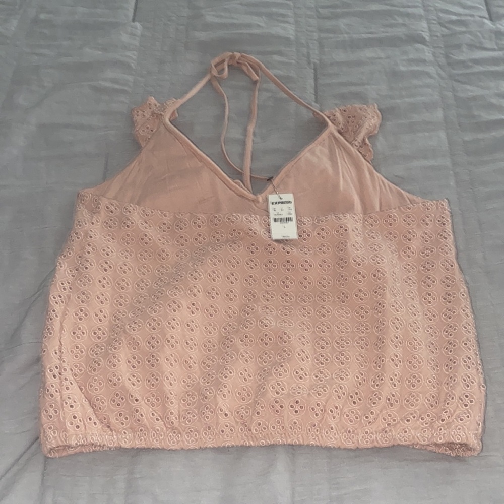 Express Ruffle Halter Top Peach - Picture 11 of 11